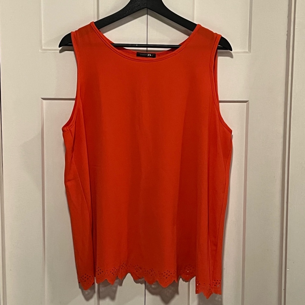 Papermoon Lasercut Sleeveless Orange Blouse Top Sz XL EUC
